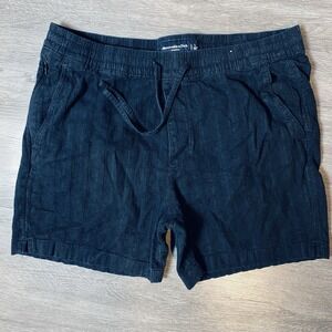 Abercrombie & Fitch Linen Blend Pull On Draw StringShorts Black Textured Size L